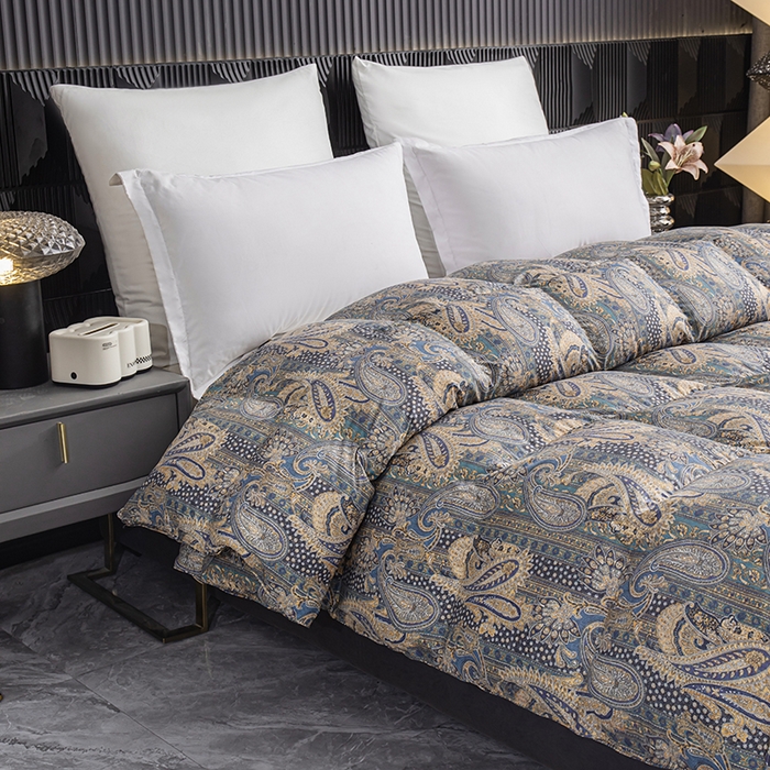 91家纺网 家纺一手货源 找家纺 泳鹅羽绒 2024新款印花鹅绒被 凡尔登