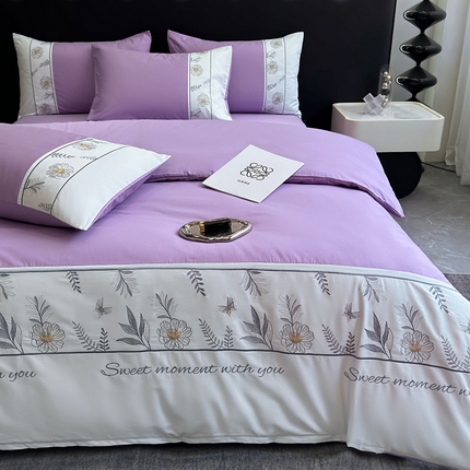 2024秋冬新款高密度全棉四件套-佳期如梦 佳期如梦(淡紫)