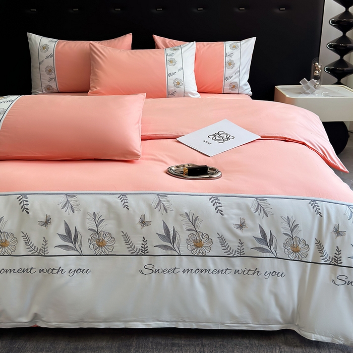 91家纺网 家纺一手货源 找家纺 2024秋冬新款高密度全棉四件套-佳期如梦 佳期如梦（粉玉)