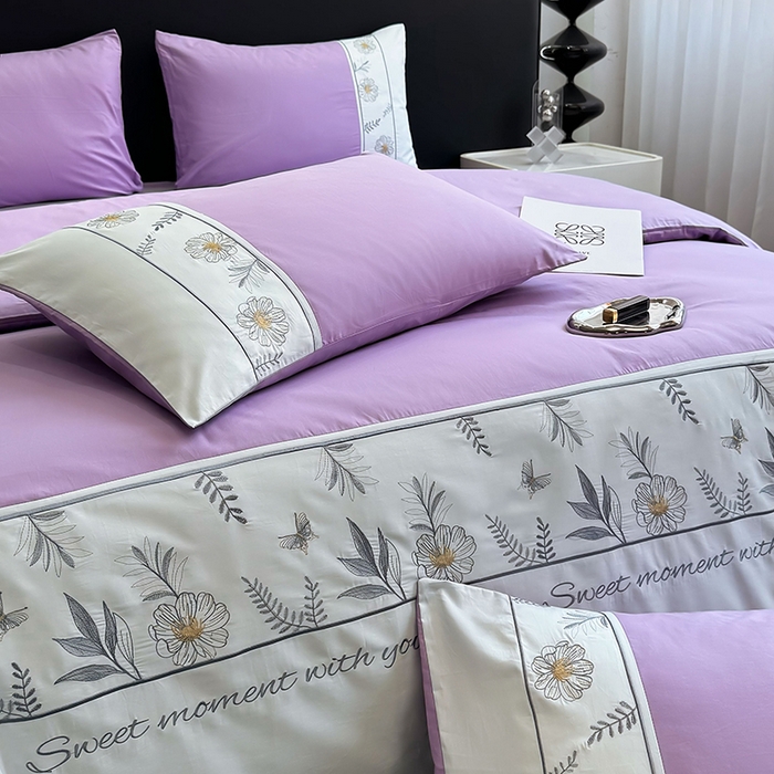 91家纺网 家纺一手货源 找家纺 2024秋冬新款高密度全棉四件套-佳期如梦 佳期如梦(淡紫)