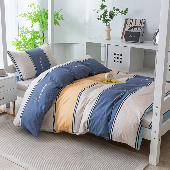 91家纺网 家纺一手货源 找家纺 简冠家纺 2025新款全棉学生宿舍三四件套 极光-蓝