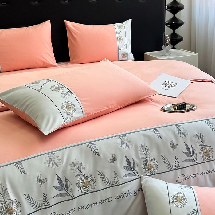 91家纺网 家纺一手货源 找家纺 2024秋冬新款高密度全棉四件套-佳期如梦 佳期如梦（粉玉)