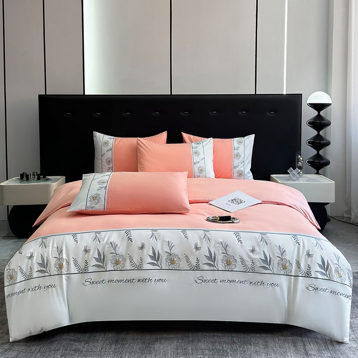 91家纺网 家纺一手货源 找家纺 2024秋冬新款高密度全棉四件套-佳期如梦 佳期如梦（粉玉)