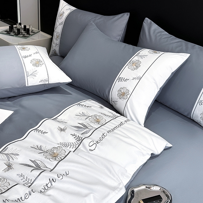 91家纺网 家纺一手货源 找家纺 2024秋冬新款高密度全棉四件套-佳期如梦 佳期如梦(海岸蓝)