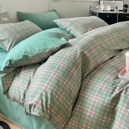 91家纺网 家纺一手货源 找家纺 卡斯诺家纺馆 2025新款105克贴标款四件套-风格一 青柠格