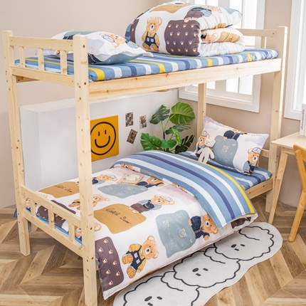 91家纺网 家纺一手货源 找家纺 （总）卡斯诺家纺馆 2025新款亲肤芦荟棉印花学生宿舍上下铺三件套四件套