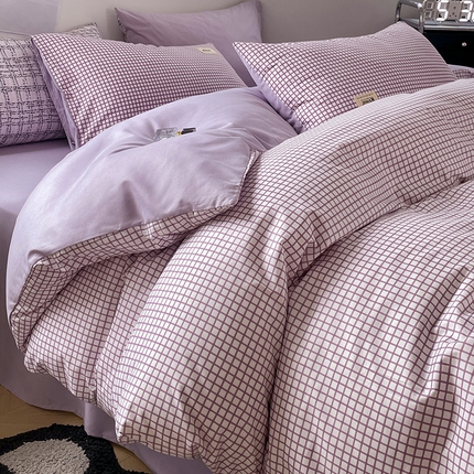 91家纺网 家纺一手货源 找家纺 卡斯诺家纺馆 2025新款105克贴标款四件套-风格一 布丁-紫