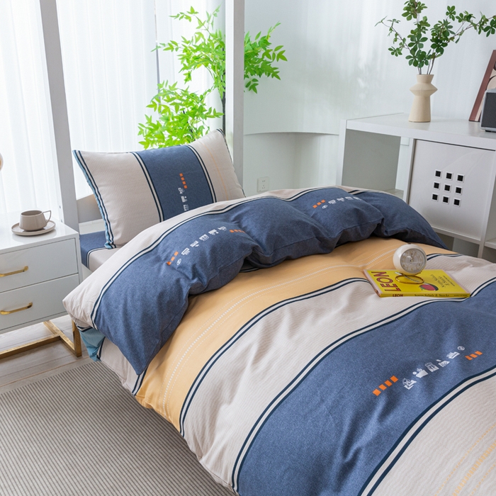 91家纺网 家纺一手货源 找家纺 简冠家纺 2025新款全棉学生宿舍三四件套 极光-蓝