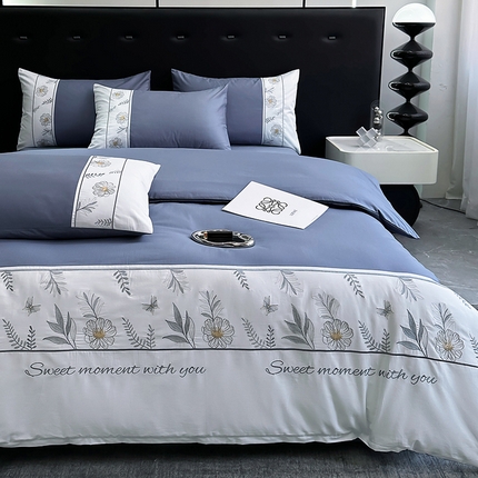 2024秋冬新款高密度全棉四件套-佳期如梦 佳期如梦(宝蓝）