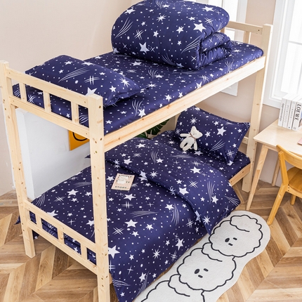 91家纺网 家纺一手货源 找家纺 （总）卡斯诺家纺馆 2025新款亲肤芦荟棉印花学生宿舍上下铺三件套四件套