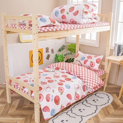 91家纺网 家纺一手货源 找家纺 （总）卡斯诺家纺馆 2025新款亲肤芦荟棉印花学生宿舍上下铺三件套四件套