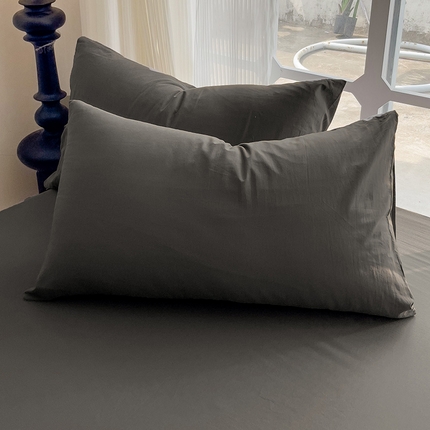 卡普二店  2024新款A类纯棉水洗棉单枕套 深灰