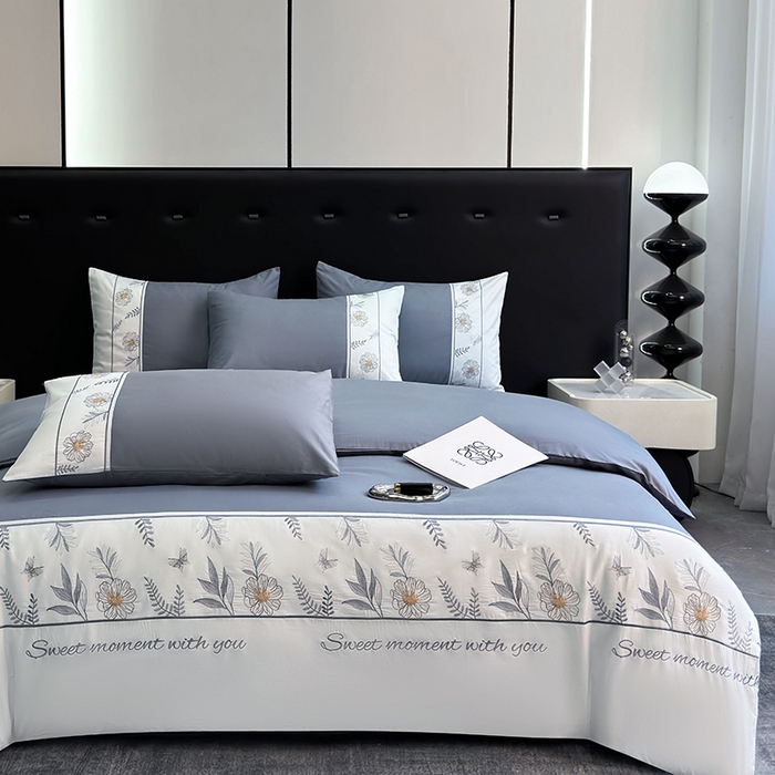 91家纺网 家纺一手货源 找家纺 2024秋冬新款高密度全棉四件套-佳期如梦 佳期如梦(海岸蓝)