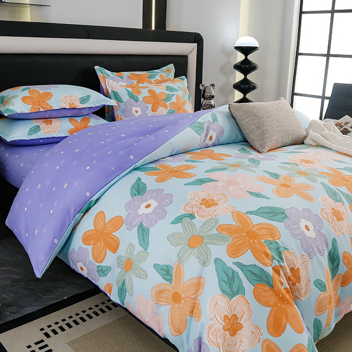 91家纺网 家纺一手货源 找家纺 梦卓家纺 2025新款直播加厚植物羊绒四件套高克重磨毛跨境四件套 大量现货田园风