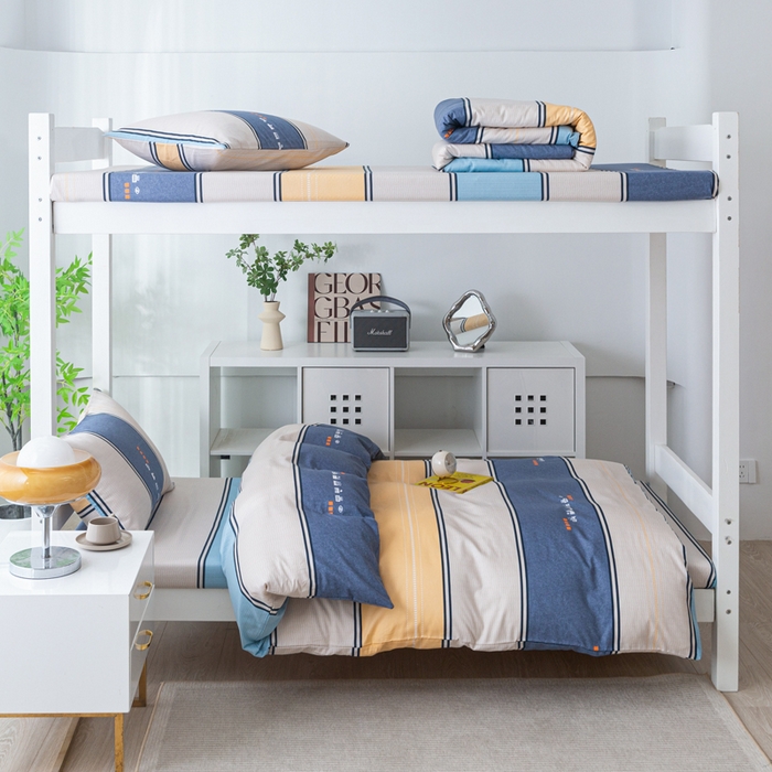 91家纺网 家纺一手货源 找家纺 简冠家纺 2025新款全棉学生宿舍三四件套 极光-蓝