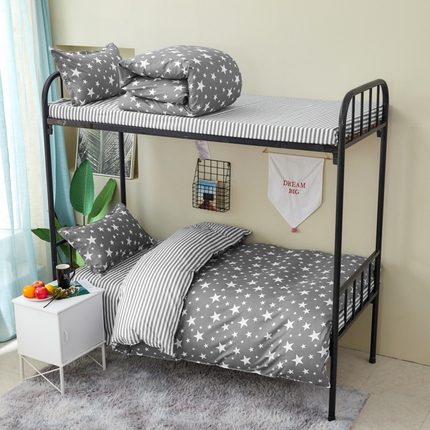 91家纺网 家纺一手货源 找家纺 卡斯诺家纺馆 2025新款亲肤芦荟棉印花学生宿舍上下铺三件套四件套 星光灿烂