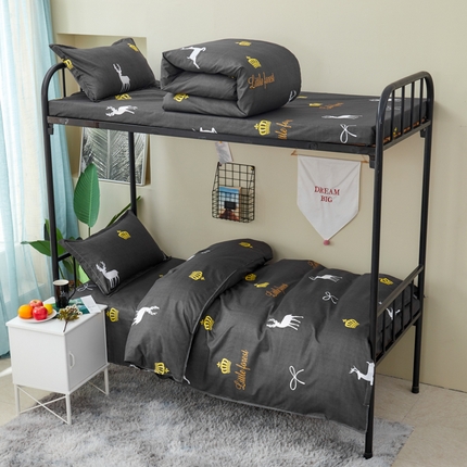 91家纺网 家纺一手货源 找家纺 卡斯诺家纺馆 2025新款亲肤芦荟棉印花学生宿舍上下铺三件套四件套 驯鹿