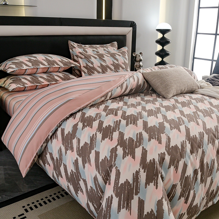 91家纺网 家纺一手货源 找家纺 梦卓家纺 2025新款直播加厚植物羊绒四件套高克重磨毛跨境四件套 大量现货千鸟格