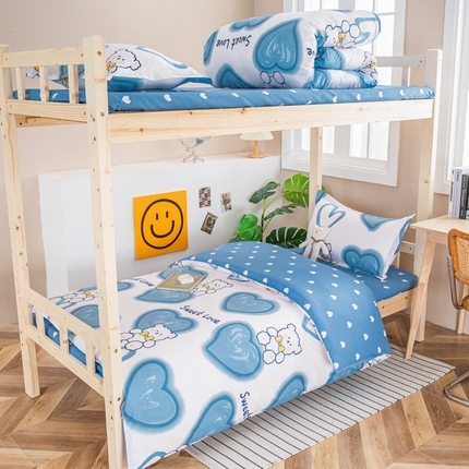 91家纺网 家纺一手货源 找家纺 （总）卡斯诺家纺馆 2025新款亲肤芦荟棉印花学生宿舍上下铺三件套四件套