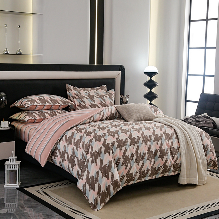 91家纺网 家纺一手货源 找家纺 梦卓家纺 2025新款直播加厚植物羊绒四件套高克重磨毛跨境四件套 大量现货千鸟格