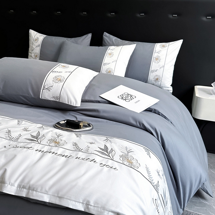 91家纺网 家纺一手货源 找家纺 2024秋冬新款高密度全棉四件套-佳期如梦 佳期如梦(海岸蓝)