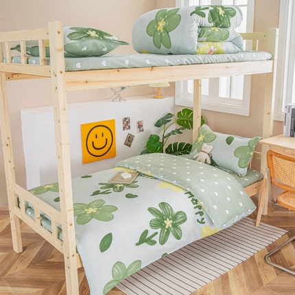 91家纺网 家纺一手货源 找家纺 （总）卡斯诺家纺馆 2025新款亲肤芦荟棉印花学生宿舍上下铺三件套四件套