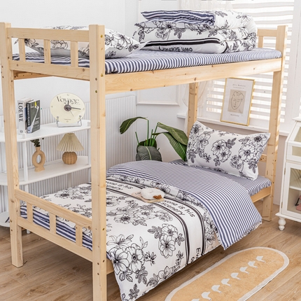 91家纺网 家纺一手货源 找家纺 （总）卡斯诺家纺馆 2025新款亲肤芦荟棉印花学生宿舍上下铺三件套四件套