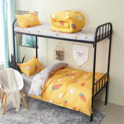 91家纺网 家纺一手货源 找家纺 （总）卡斯诺家纺馆 2025新款亲肤芦荟棉印花学生宿舍上下铺三件套四件套