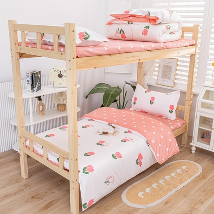 91家纺网 家纺一手货源 找家纺 卡斯诺家纺馆 2025新款亲肤芦荟棉印花学生宿舍上下铺三件套四件套 小郁金