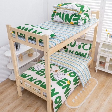 91家纺网 家纺一手货源 找家纺 （总）卡斯诺家纺馆 2025新款亲肤芦荟棉印花学生宿舍上下铺三件套四件套