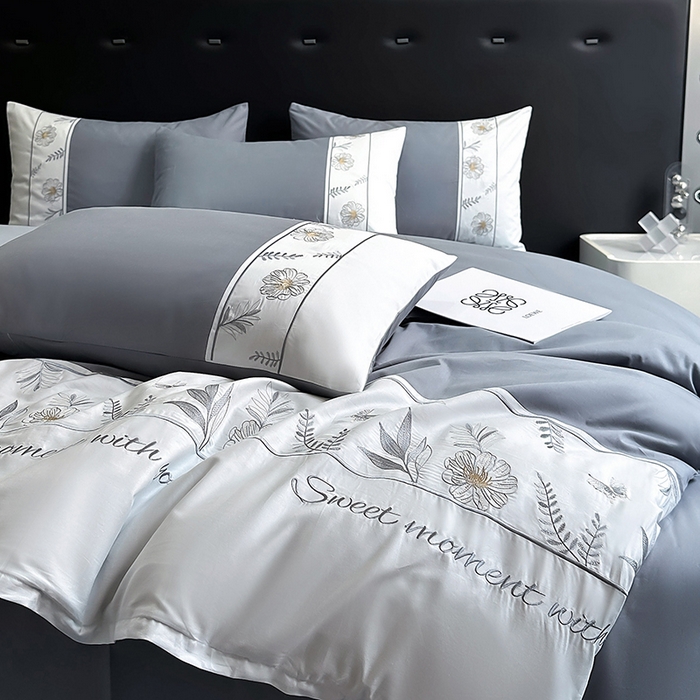 91家纺网 家纺一手货源 找家纺 2024秋冬新款高密度全棉四件套-佳期如梦 佳期如梦(海岸蓝)