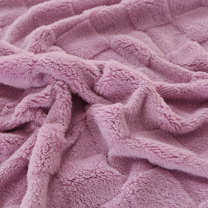 91家纺网 家纺一手货源 找家纺 芸锦豪 2024新款意大利面包格毛毯-包边款 面包格包边款-莫奈紫