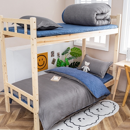 91家纺网 家纺一手货源 找家纺 （总）卡斯诺家纺馆 2025新款亲肤芦荟棉印花学生宿舍上下铺三件套四件套