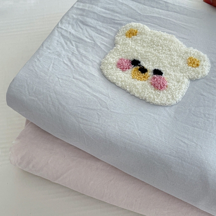 韩巢家纺 2024新款超柔水洗棉毛巾绣单件被套-幸运熊系列（提供精美卖家秀 ） 幸运熊浅蓝