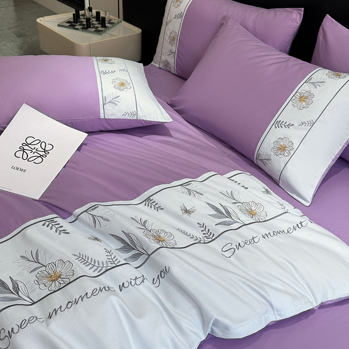 91家纺网 家纺一手货源 找家纺 2024秋冬新款高密度全棉四件套-佳期如梦 佳期如梦(淡紫)