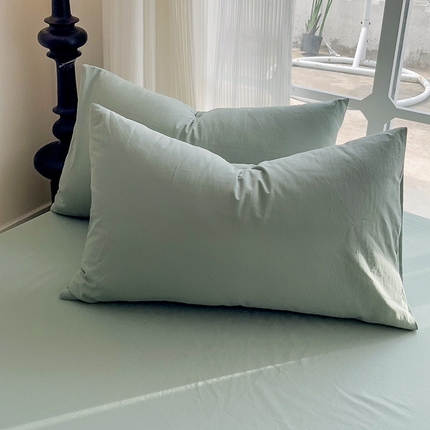 卡普二店  2024新款A类纯棉水洗棉单枕套 薄荷绿
