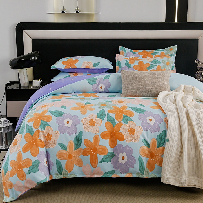 91家纺网 家纺一手货源 找家纺 梦卓家纺 2025新款直播加厚植物羊绒四件套高克重磨毛跨境四件套 大量现货田园风