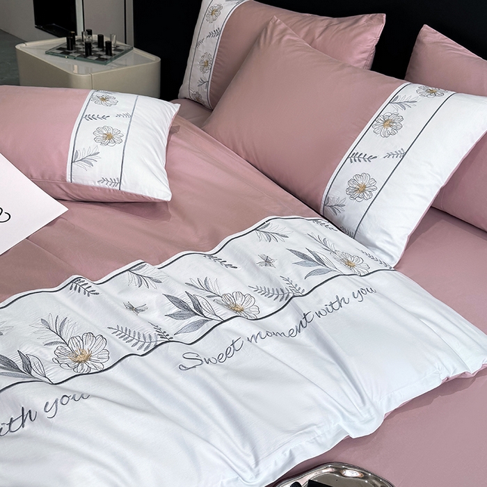 91家纺网 家纺一手货源 找家纺 2024秋冬新款高密度全棉四件套-佳期如梦 佳期如梦(讴歌粉)