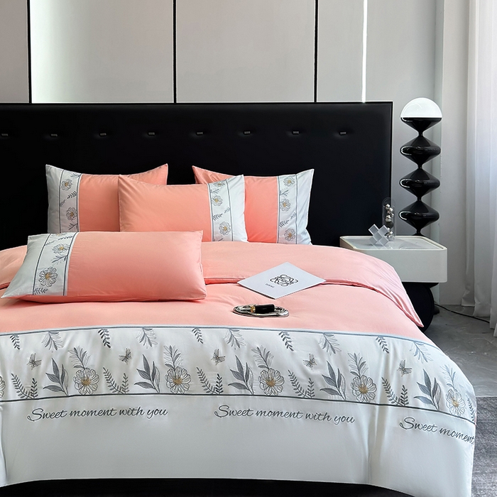 91家纺网 家纺一手货源 找家纺 2024秋冬新款高密度全棉四件套-佳期如梦 佳期如梦（粉玉)