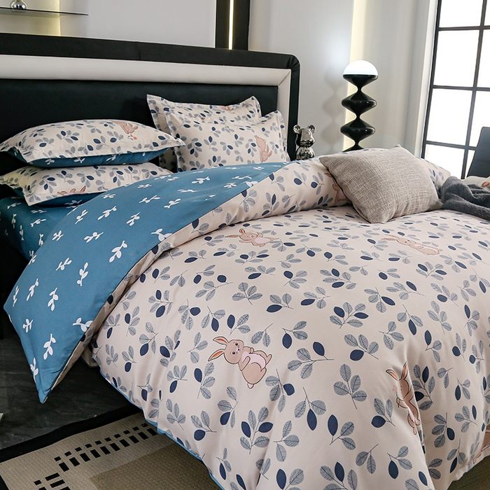 91家纺网 家纺一手货源 找家纺 梦卓家纺 2025新款直播加厚植物羊绒四件套高克重磨毛跨境四件套 大量现货花园兔