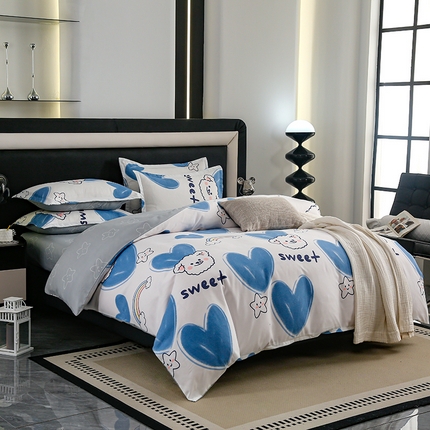 91家纺网 家纺一手货源 找家纺 梦卓家纺 2025新款直播加厚植物羊绒四件套高克重磨毛跨境四件套 大量现货爱心兔