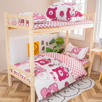 91家纺网 家纺一手货源 找家纺 （总）卡斯诺家纺馆 2025新款亲肤芦荟棉印花学生宿舍上下铺三件套四件套