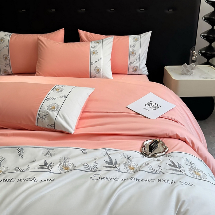 91家纺网 家纺一手货源 找家纺 2024秋冬新款高密度全棉四件套-佳期如梦 佳期如梦（粉玉)