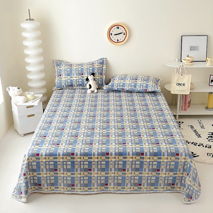 91家纺网 家纺一手货源 找家纺 新印象 2025新款细纱老粗布三件套爱心格