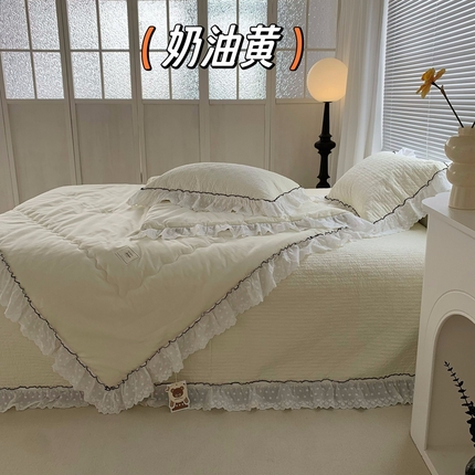 91家纺网 家纺一手货源 找家纺 佰织鑫家居（会员-5元） 2024新款蝶恋花床盖款春秋被四件套 蝶恋花-奶油黄