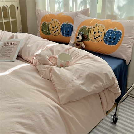 91家纺网 家纺一手货源 找家纺 （总）2024新款纯色水洗棉印花四件套