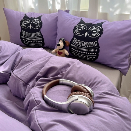 91家纺网 家纺一手货源 找家纺 （总）2024新款纯色水洗棉印花四件套