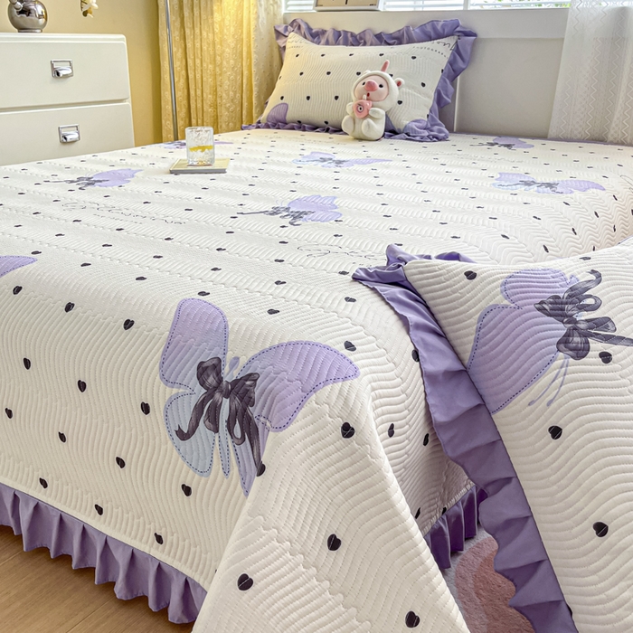 91家纺网 家纺一手货源 找家纺 恋绒家纺 2025新款全棉床盖纯棉夹棉床盖花边款直角款（可定做） 法式少女