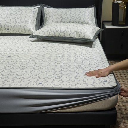 91家纺网 家纺一手货源 找家纺 21度C 2024新款冰藤国风凉席床笠款 爱米奇