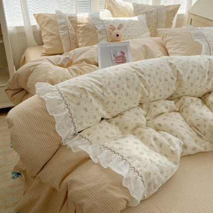 91家纺网 家纺一手货源 找家纺 （总）瑞莱 2024新款13372舞动花边全棉四件套